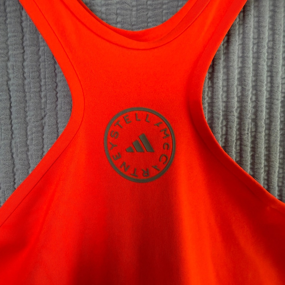 Adidas Stella McCartney Truepace Mini Dress Athletic Medium Orange Vibrant Fun - Picture 2 of 11